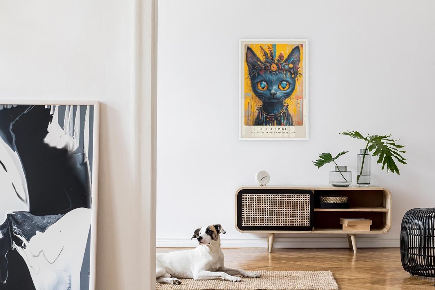 Paul Sinus Leinwandbild 40x60cm mystische Katze spirituell geheimnisvoll kunstvolle Wandkunst intensiv farbenfroh faszinierend ausdrucksstark tribal