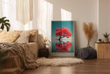 Paul Sinus Wandbild in 40x60cm The Red Silence – leuchtend roter Baum im Wasser mit Spiegelung, moderne Naturfotokunst