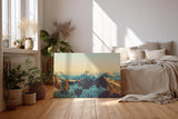 Sinus Art Wandbild 120x80cm Imposantes Alpenpanorama mit goldener Lichtstimmung für kraftvolle Raumwirkung