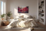 Sinus Art Wandbild 120x80cm Ruhige Szene mit roten Mohnblumen in weicher Unschärfe und natürlichem Licht