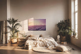 Sinus Art Wandbild 120x80cm Friedliche Landschaft mit Lavendelreihen und weichem Abendlicht für stimmungsvolle Atmosphäre
