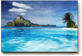 Sinus Art Wandbild 120x80cm Faszinierendes Tropenmotiv mit türkisfarbenem Wasser und exotischer Vegetation