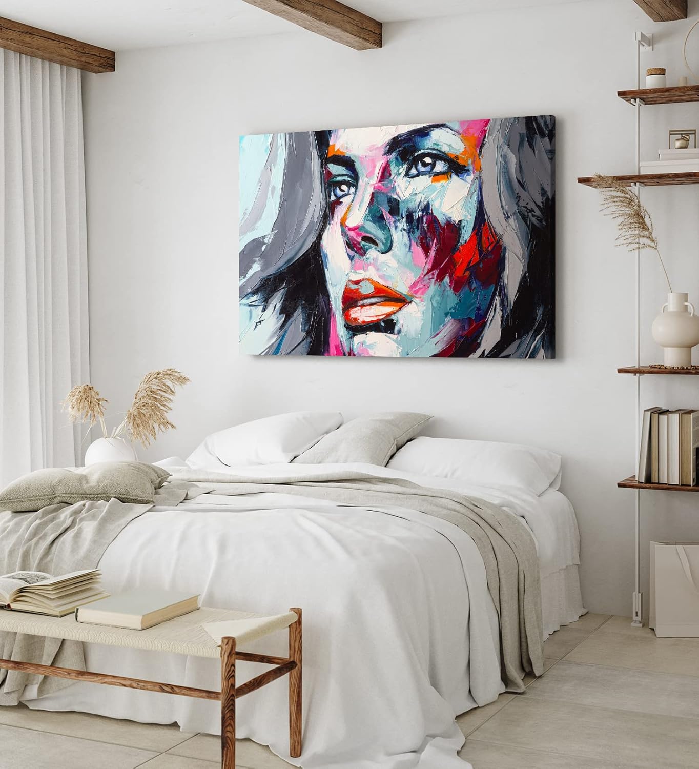 Wandbild 120x80cm Porträt einer jungen Frau Feminin Spachtel Abstrakt