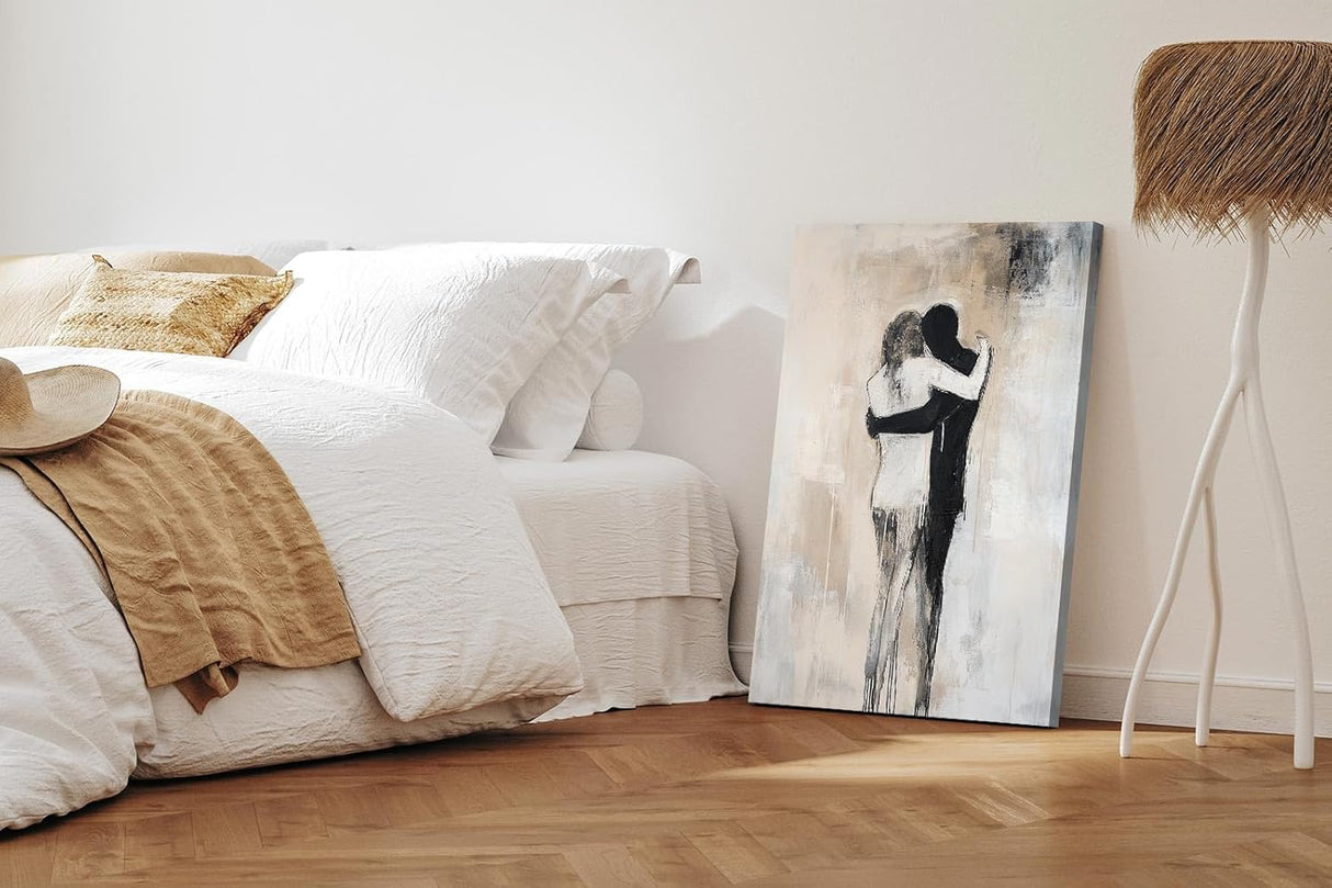 Paul Sinus 60x90cm Wandbild Tiefe Berührung – Emotionales Fokuskunstwerk inniger Umarmung auf Leinwand und Holzrahmen