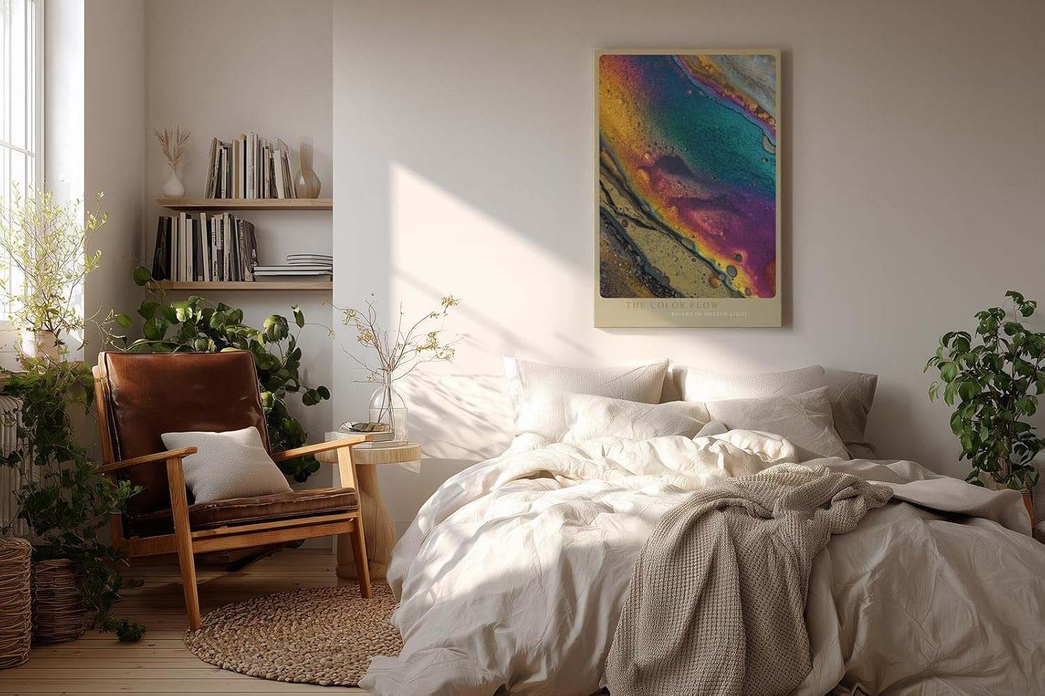 Paul Sinus Wandbild in 40x60cm The Color Flow – abstraktes Farbmotiv in leuchtenden Metallic-Tönen für moderne Raumgestaltung