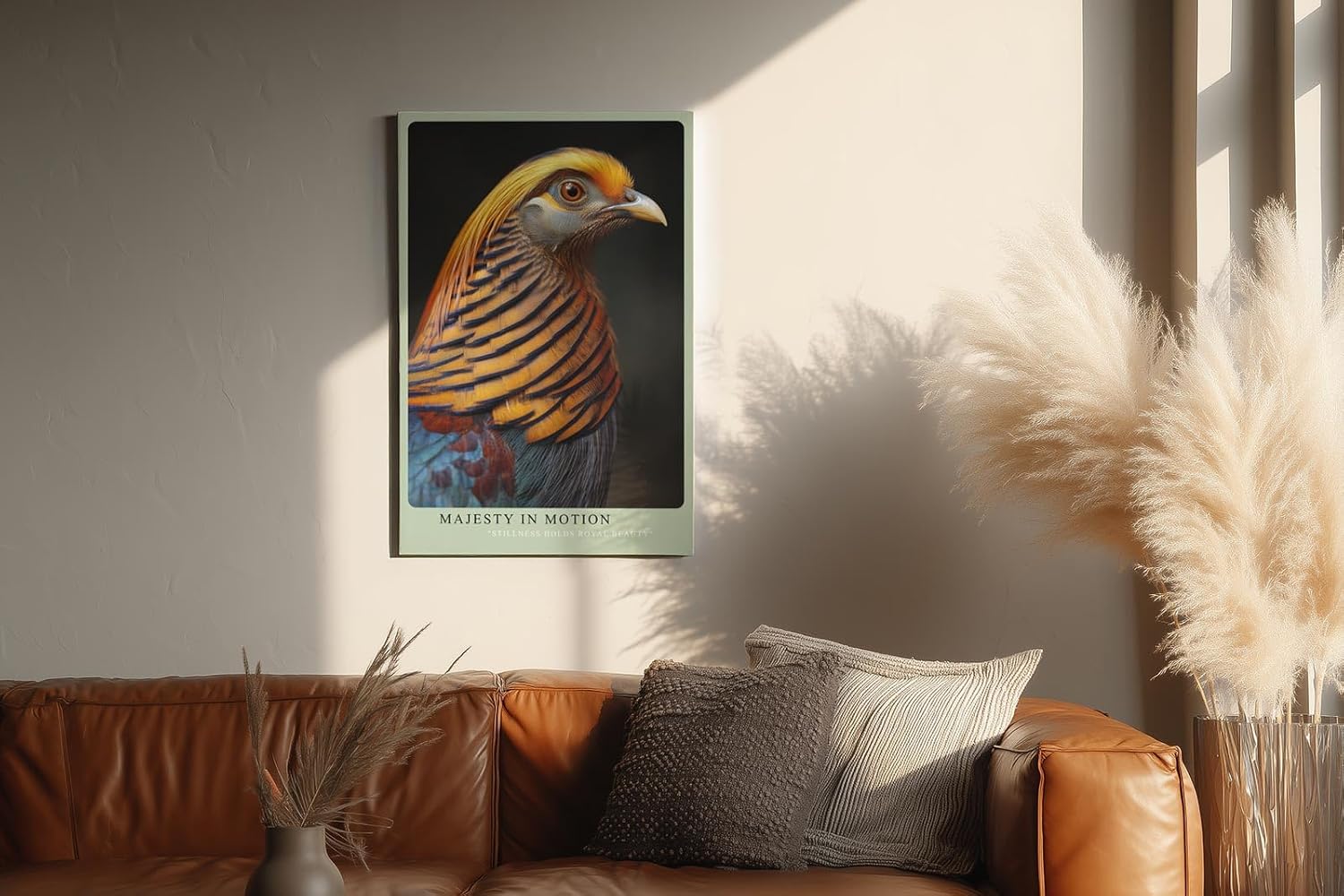 Paul Sinus Wandbild in 40x60cm Majesty in Motion – majestätisches Vogelporträt in warmen Orangeund Blautönen für edle Raumgestaltung