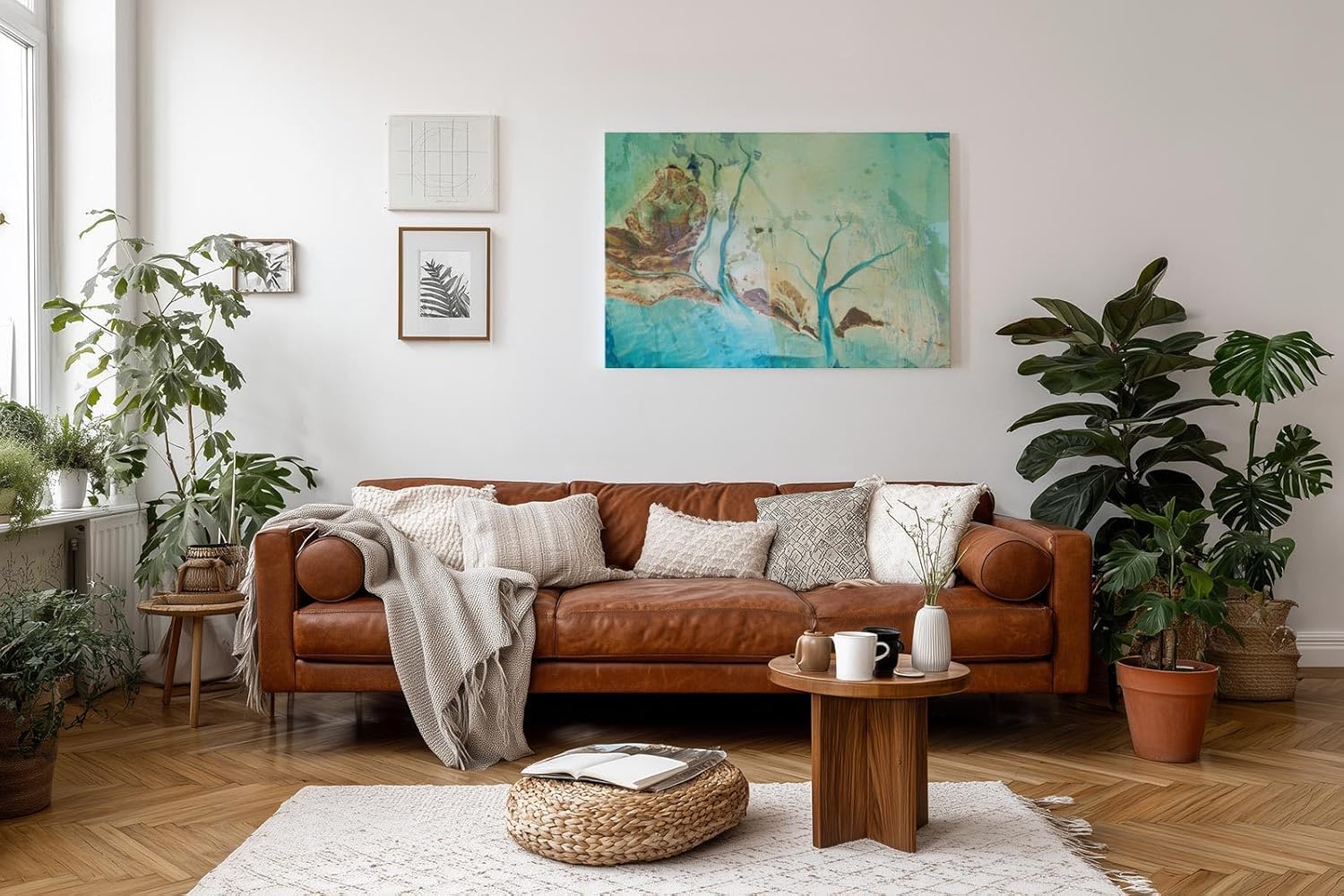 Sinus Art Wandbild 120x80cm Faszinierende Flussverzweigungen in türkisfarbenem Delta mit sandigen Uferformen