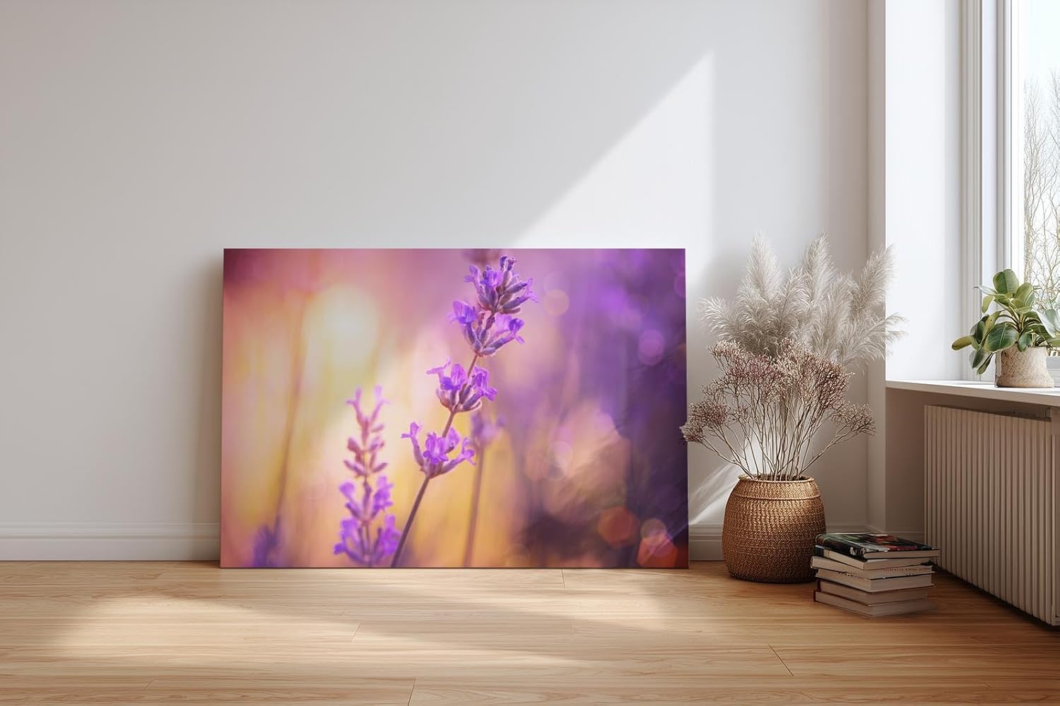 Sinus Art Wandbild 120x80cm Stimmungsvolles Lavendel-Motiv mit leuchtenden Farben auf harmonischem Hintergrund