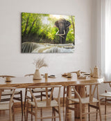 Paul Sinus Wandbild 120x80cm Asiatischer Elefant Thailand Dschungel Stoßzähne Grün