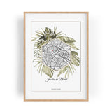Paul Sinus Gerahmtes Wandbild Map mit deinen GPS Koordinaten und Namen. 30cm x 42cm Rahmen mit Stadtkarte selbstgestaltet. Ganz individuell. (ohne Rahmen)