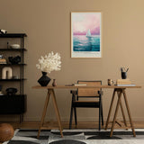 Paul Sinus Leinwandbild 80x120cm Segelboot in sanfter Abendstimmung mit rosa Himmel und ruhigem Wasser – kunstvolles Leinwandbild