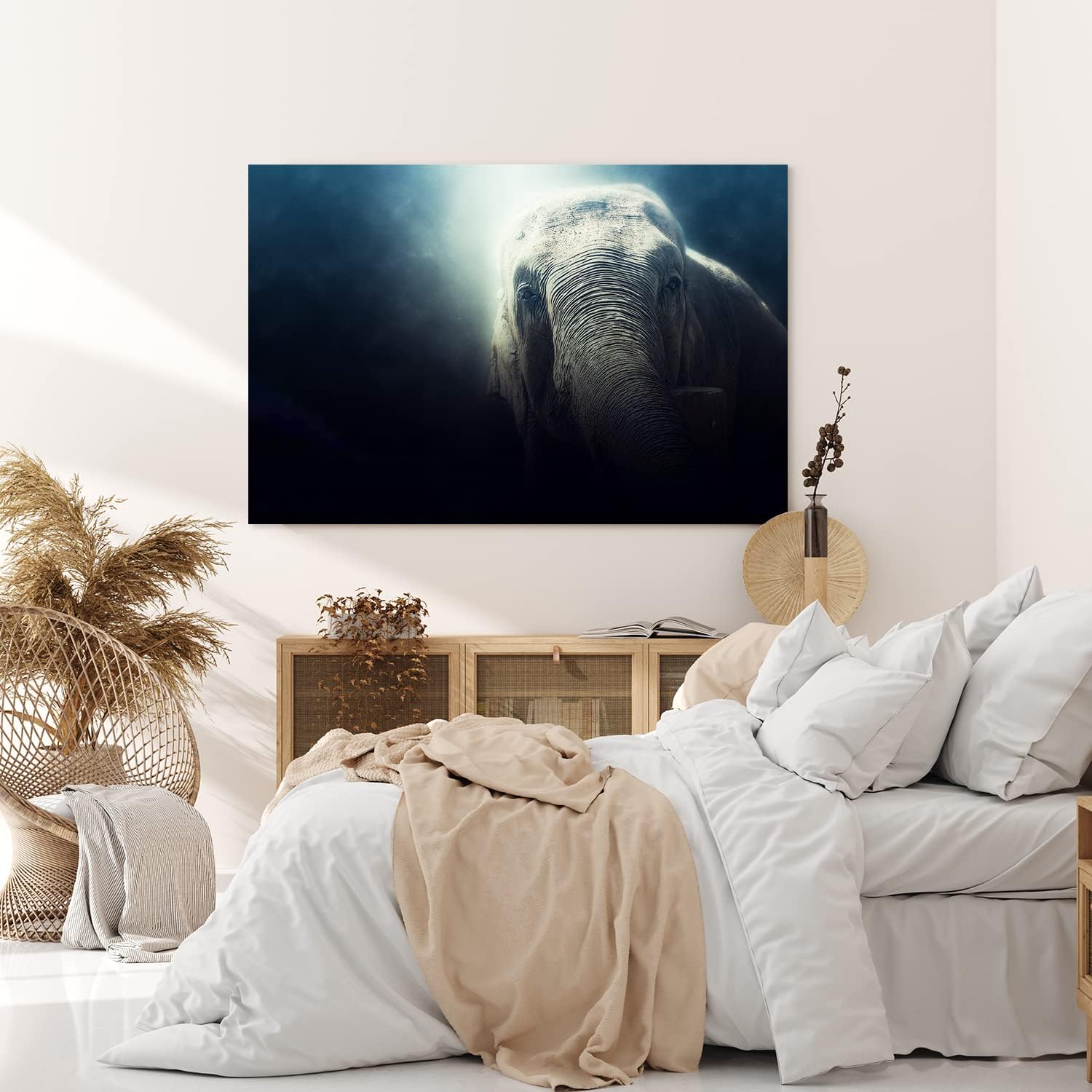 Paul Sinus Wandbild 120x80cm Elefant Tierfotografie Dunkel Fotokunst Kunstvoll