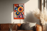 Paul Sinus Wandbild in 40x60cm The Rhythm of Rings – Lebendige Komposition aus farbkräftigen Kreisen in Gelb, Rot, Blau, Pink und Schwarz mit dynamischen Pinselspuren