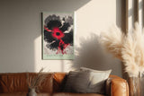 Paul Sinus Wandbild in 40x60cm Black Petal Rise in Rot und Schwarz – Abstrakte Explosion organischer Formen mit intensiver Ausdruckskraft