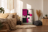 Paul Sinus Wandbild in 40x60cm The Magenta Grid – Strukturiertes abstraktes Kunstwerk in Pink, Schwarz und Weiß mit dynamischer Wirkung