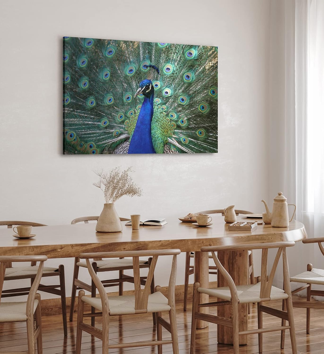 Paul Sinus Wandbild 120x80cm Pfau Pfaufeder Federkleid Tierfotografie Farbenfroh Feder
