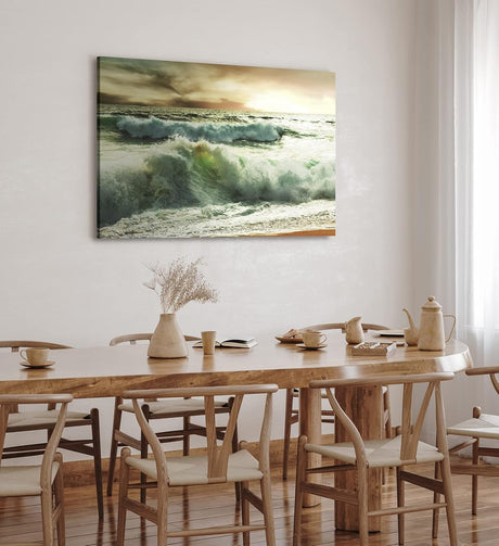 Paul Sinus Wandbild 120x80cm Wellen Ozean Sturm Strand Gewitter Horizont