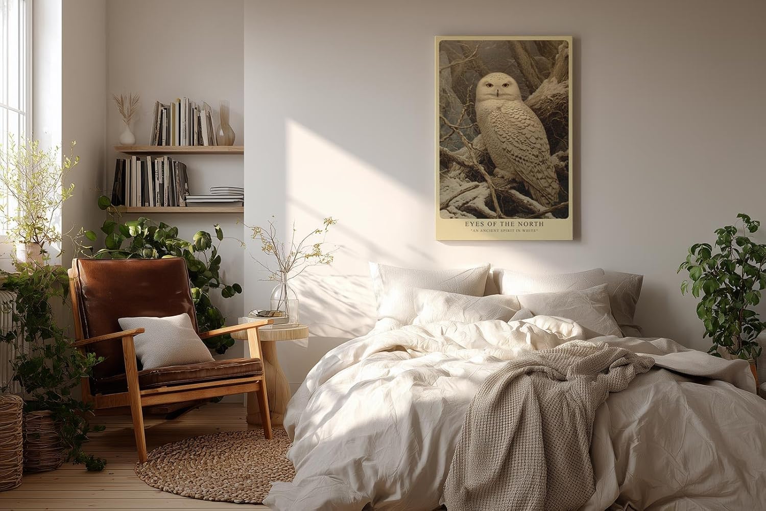 Paul Sinus Wandbild in 40x60cm Eyes of the North – majestätische Schneeeule in winterlicher Landschaft mit detailreicher Gefiederstruktur