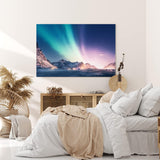 Paul Sinus Wandbild 120x80cm Norwegen Berge Polarlichter Sternenhimmel Nacht