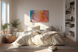 Sinus Art Wandbild 120x80cm Zarte Blütenstruktur mit Wassertropfen in weichem Morgenlicht auf Leinwand fixiert