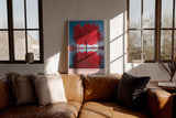Paul Sinus Wandbild in 40x60cm Autumn's Heartbeat Roter Herbstbaum mit Spiegelung im Wasser unter blauem Himmel für elegante Wohnraumgestaltung