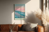 Paul Sinus Wandbild in 40x60cm Pastellfarbenes Meer bei Sonnenuntergang mit sanften Wellen und rosa-blauem Himmel
