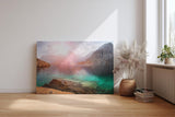 Sinus Art Wandbild 120x80cm Faszinierende Felslandschaft mit türkisfarbenem Wasser und warmem Lichtspiel