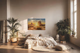 Sinus Art Wandbild 120x80cm Dramatischer Sonnenuntergang mit Wüstenformationen und weitem Himmel