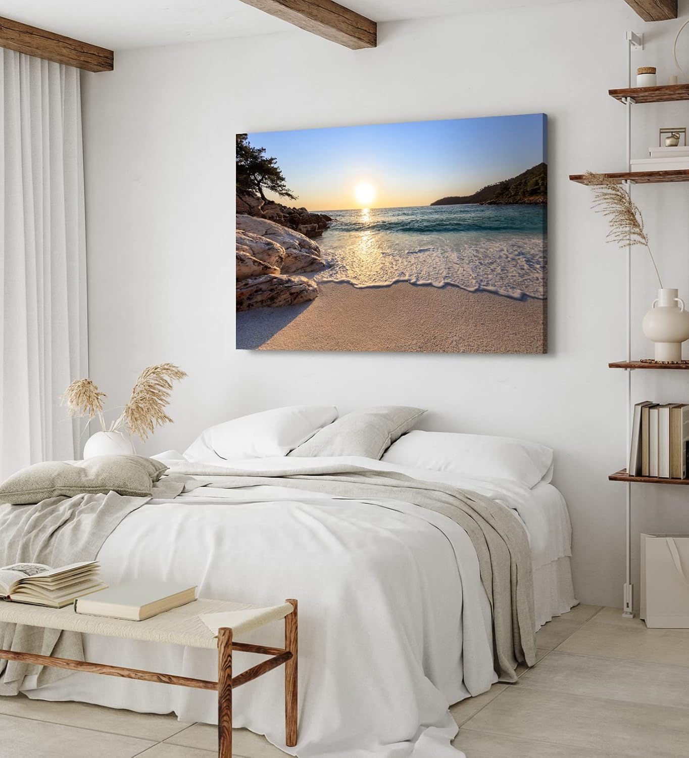 Paul Sinus Wandbild 120x80cm Bucht Strand Sonnenuntergang Meer Horizont