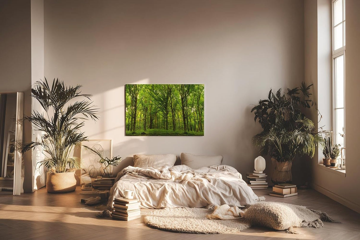 Sinus Art Wandbild 120x80cm Dichte Baumreihen und leuchtendes Laub schaffen eine friedliche, harmonische Stimmung