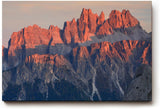 Sinus Art Wandbild 120x80cm Spektakuläre Felsformationen der Dolomiten im rötlichen Licht der untergehenden Sonne