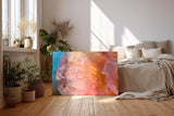 Sinus Art Wandbild 120x80cm Zarte Blütenstruktur mit Wassertropfen in weichem Morgenlicht auf Leinwand fixiert