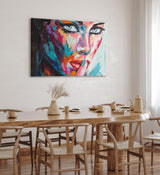 Wandbild 120x80cm Porträt einer jungen Frau Feminin Farbenfroh Abstrakt