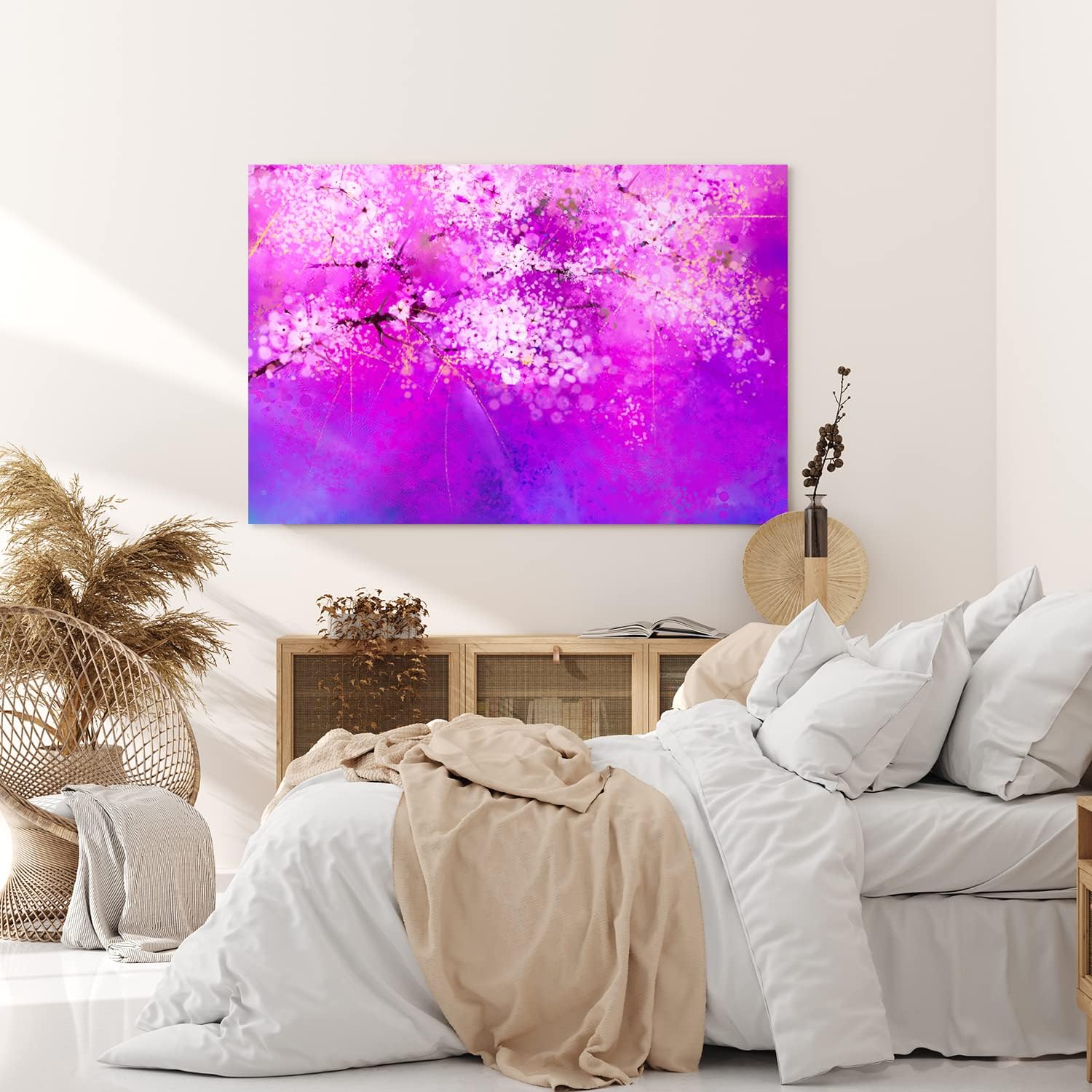 Paul Sinus Wandbild 120x80cm Baumblüten Violett Kunstvoll Abstrakt Rosa Blüten Frühling
