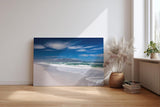 Sinus Art Wandbild 120x80cm Der berühmte Tafelberg im Hintergrund und Wellen im Vordergrund erzeugen visuelle Tiefe