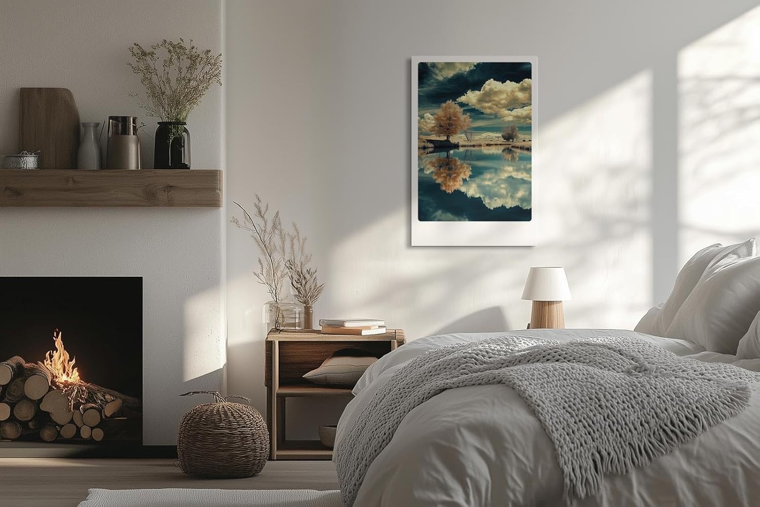 Paul Sinus Leinwandbild 60x90cm Spiegel der Natur – Faszinierende Landschaft mit surrealen Farben, Wolkenspiegelung und beruhigender Atmosphäre
