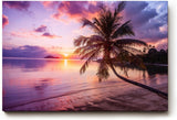 Sinus Art Wandbild 120x80cm Strandmotiv mit Sonnenuntergang und Palme vermittelt Urlaubsstimmung und Harmonie
