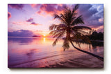 Sinus Art Wandbild 120x80cm Strandmotiv mit Sonnenuntergang und Palme vermittelt Urlaubsstimmung und Harmonie