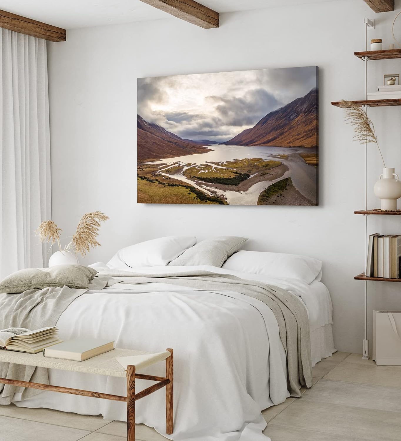 Paul Sinus Wandbild 120x80cm Glen Etive Bucht Schottland Berge Fluss schottische Landschaft