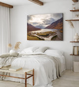 Paul Sinus Wandbild 120x80cm Glen Etive Bucht Schottland Berge Fluss schottische Landschaft