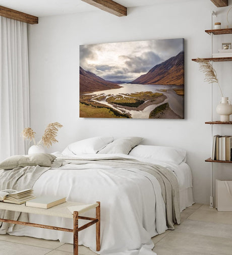 Paul Sinus Wandbild 120x80cm Glen Etive Bucht Schottland Berge Fluss schottische Landschaft