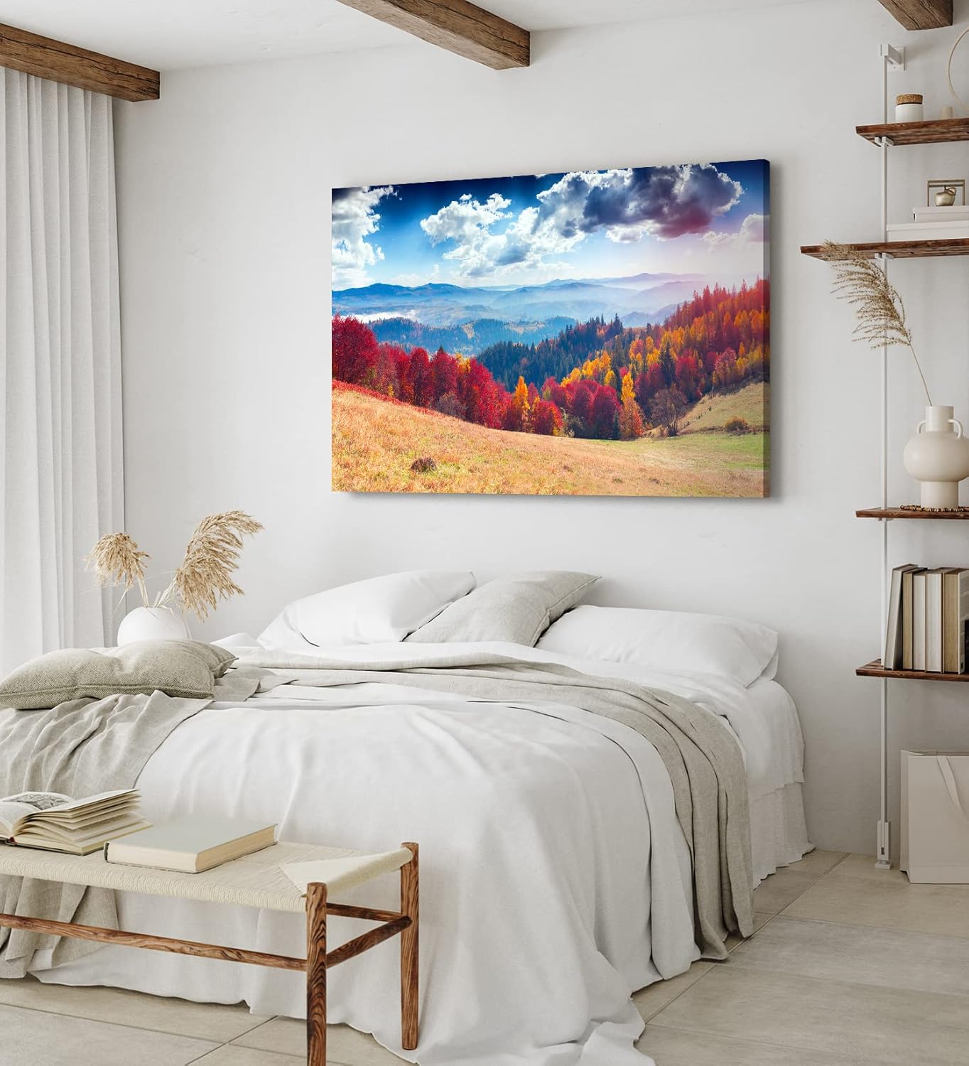 Paul Sinus Wandbild 120x80cm Berge Tannenwald Wald Wolken Natur Landschaft