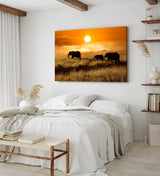 Paul Sinus Wandbild 120x80cm Elefanten Elefantenherde Afrika Natur Landschaft Sonne