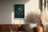 Paul Sinus Wandbild in 40x60cm The Hunter in the Dark – Leopard im Schatten dichter Blätter mit intensiven Augen