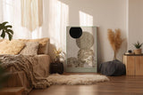 Paul Sinus Wandbild in 40x60cm The Texture Constellation – Minimalistische Kreiskomposition in Schwarz, Beige und Marmorstruktur