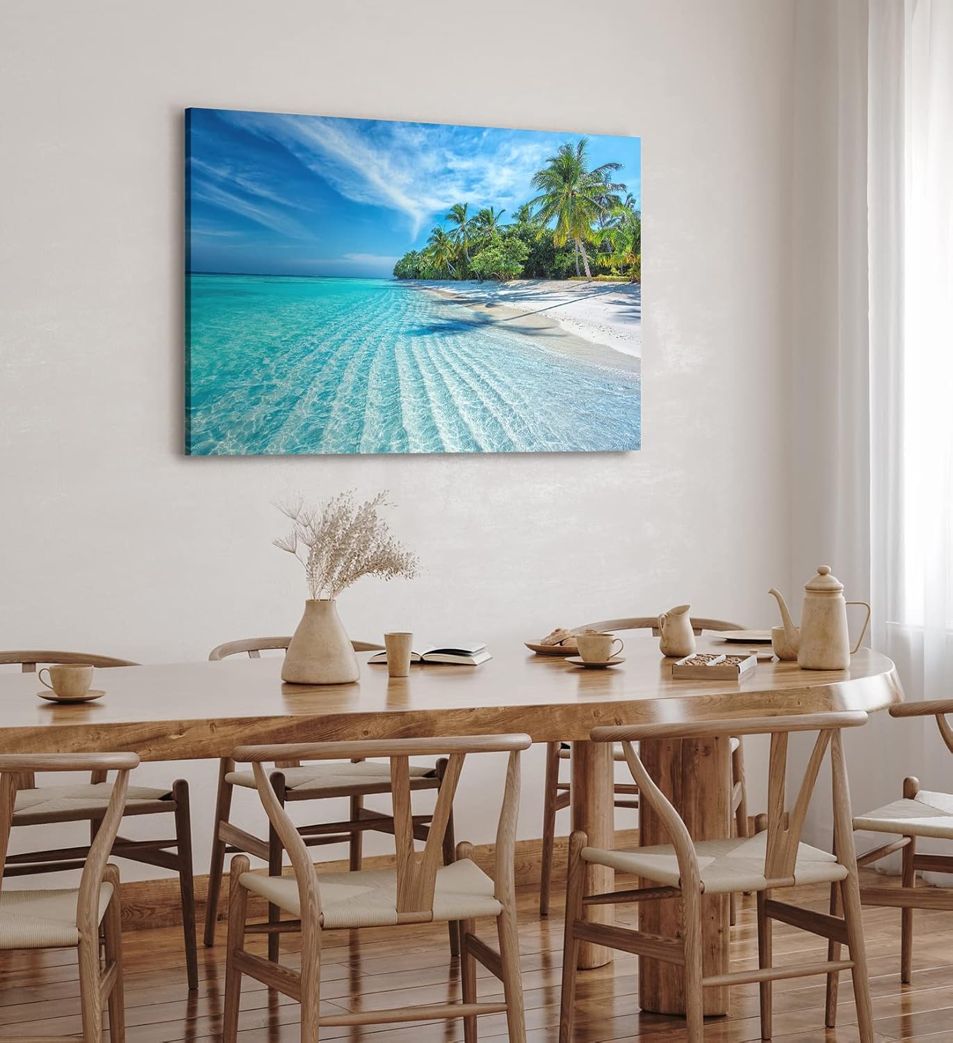 Wandbild 120x80cm Karibik Insel Südseeparadies Palmen Strand Meer Türkis