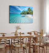 Wandbild 120x80cm Karibik Insel Südseeparadies Palmen Strand Meer Türkis