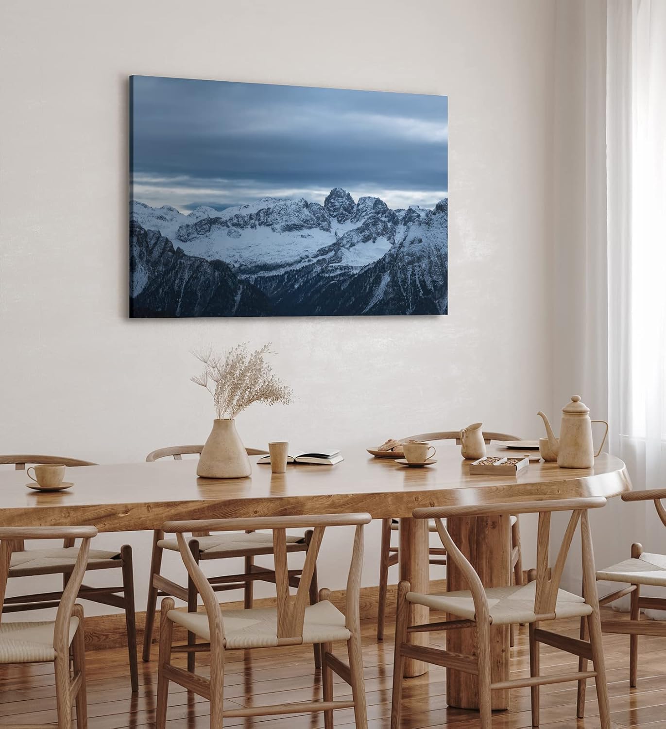 Paul Sinus Wandbild 120x80cm Berge Gebirge Schnee Bergkette dunkler Himmel