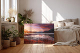 Sinus Art Wandbild 120x80cm See mit reflektierendem Himmel vor verschneiten Bergen – kontrastreich und lebendig