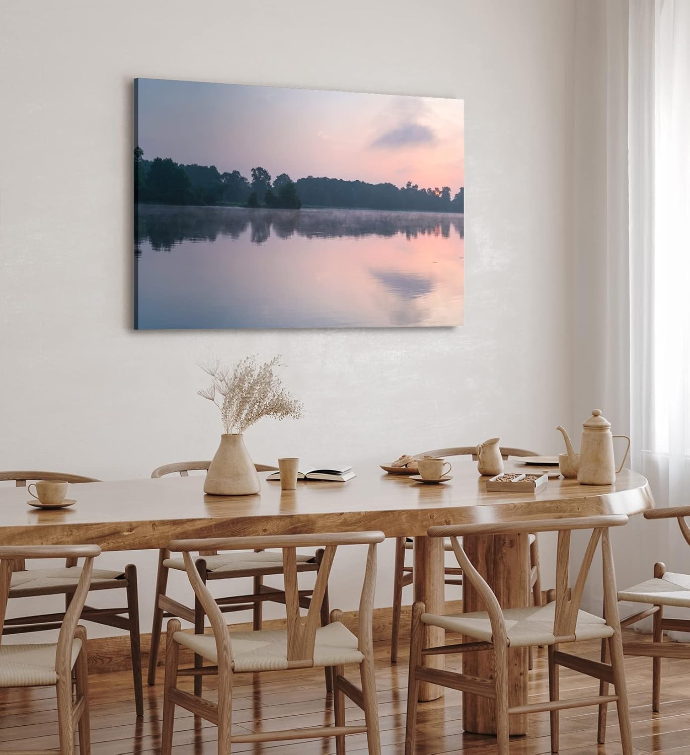 Paul Sinus Wandbild 120x80cm Sonnenuntergang See Bäume Landschaftsbild